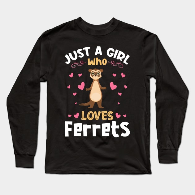 Just a Girl who Loves Ferrets Gift Long Sleeve T-Shirt by aneisha